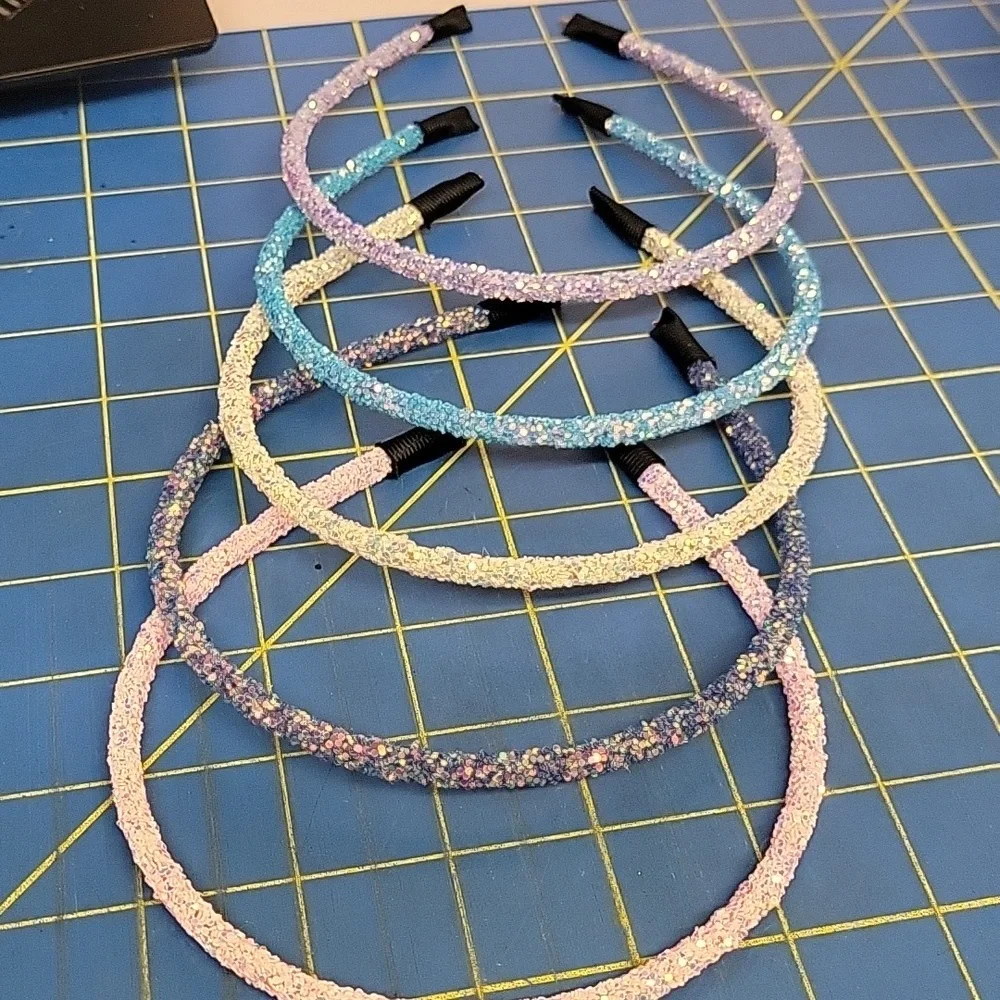 Glittery Thin Headband Set of 5 - Multicolor #8